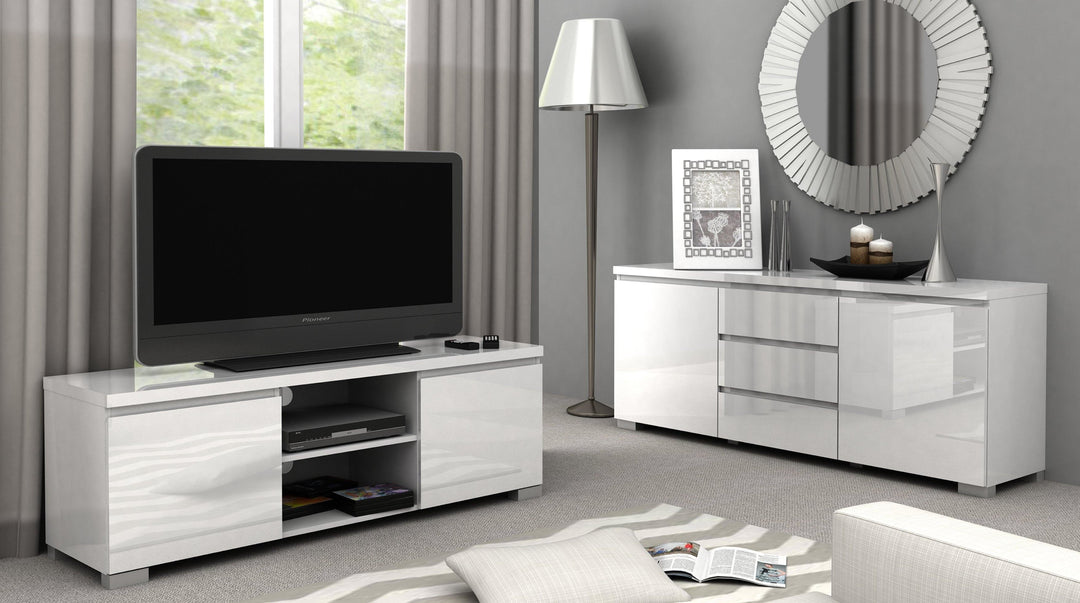 Elara High Gloss 2 Compartment Door TV Entertainment Storage