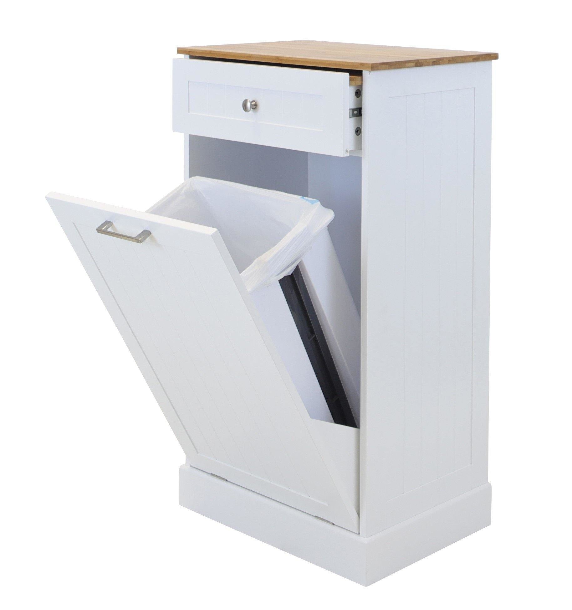 Hampton Microwave Kitchen Cart with Garbage Bin Storage - 