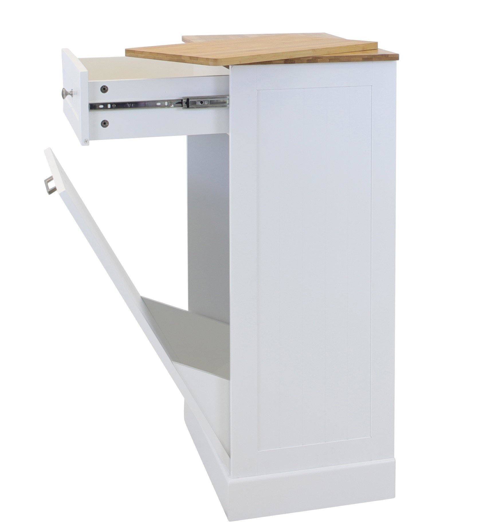 Hampton Microwave Kitchen Cart with Garbage Bin Storage - 