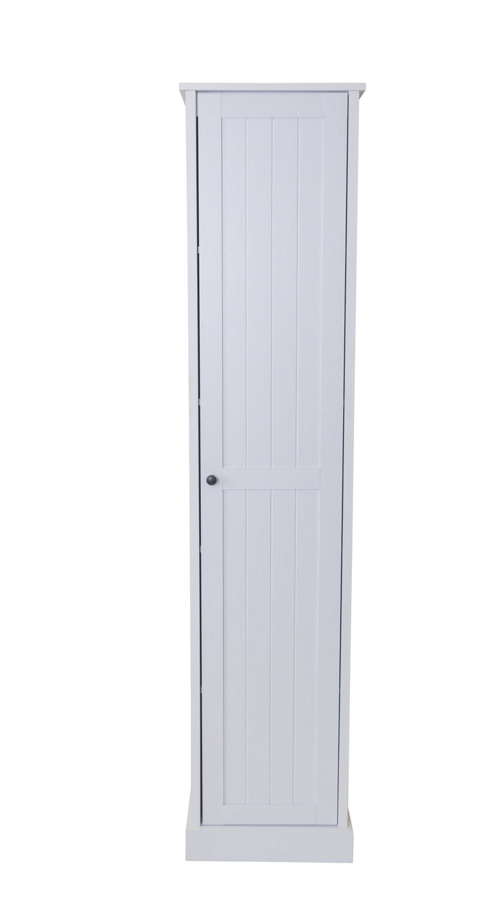 Hamptons 1 Door 5 Tier Shelf Multipurpose Cupboard White