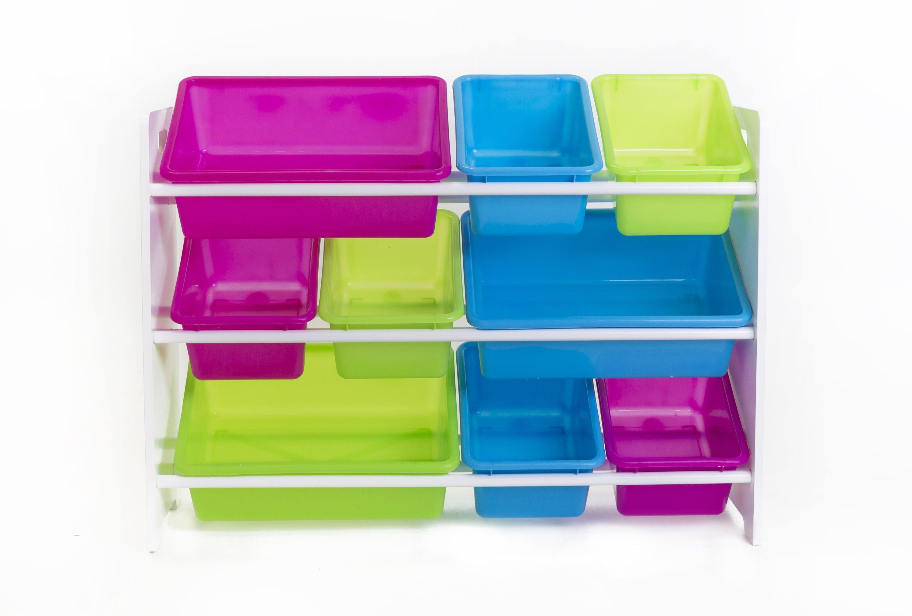 Kids Toy Storage Organiser Unit with 9 Multicolor Bins
