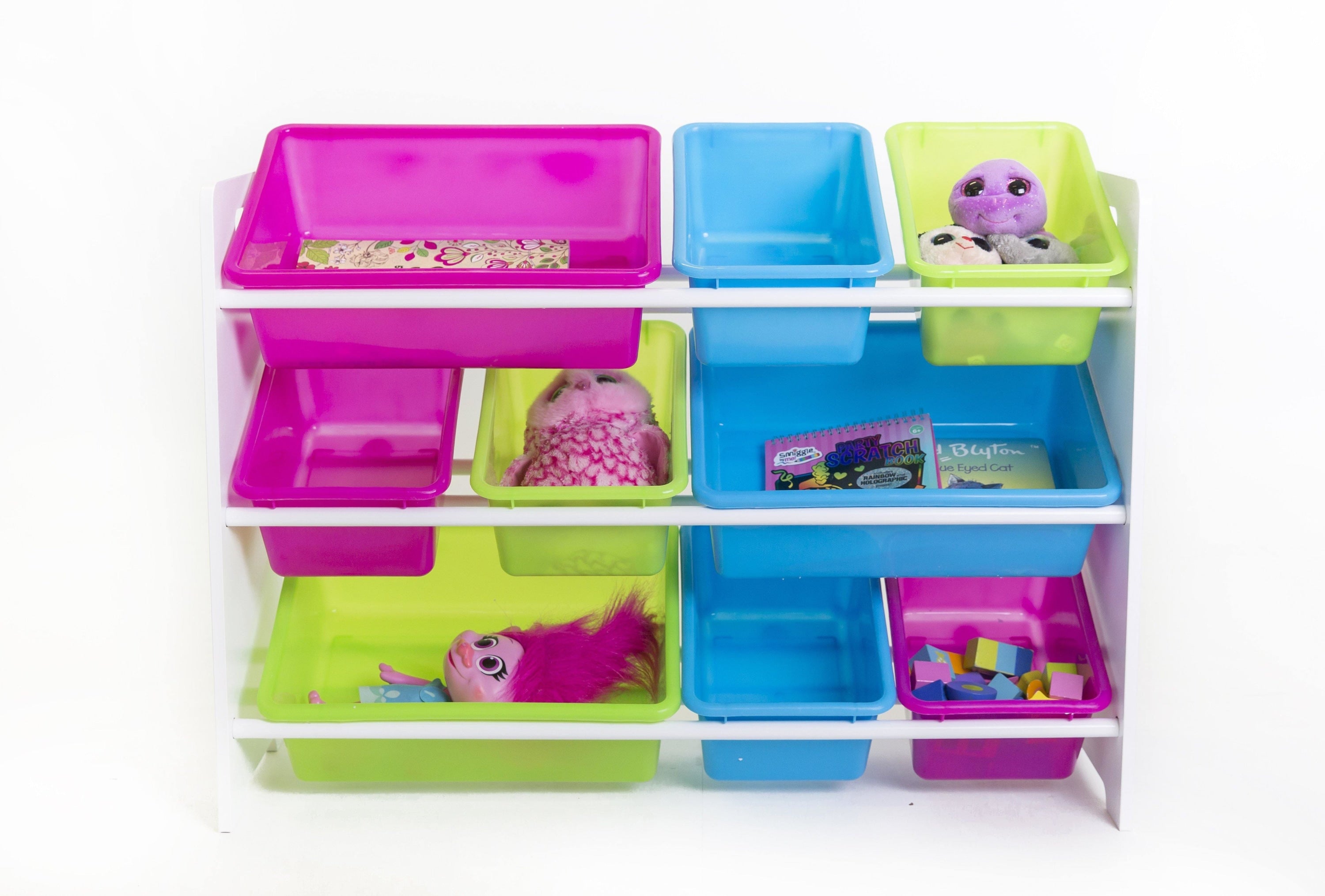 Kids Toy Storage Organiser Unit with 9 Multicolor Bins