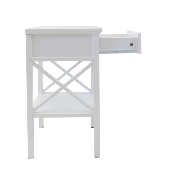 Long Island 1 Storage Drawer Bedroom Bedside Table - White