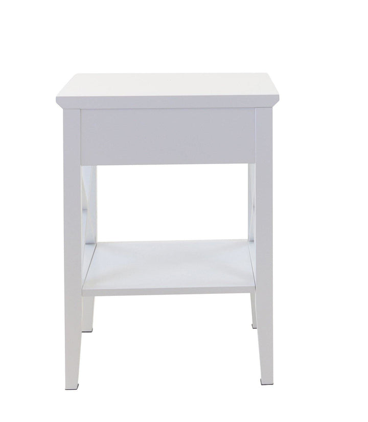 Long Island 1 Storage Drawer Bedroom Bedside Table - White