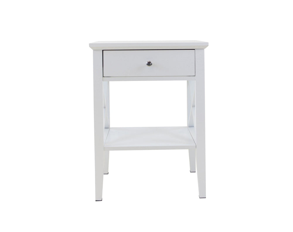 Long Island 1 Storage Drawer Bedroom Bedside Table - White