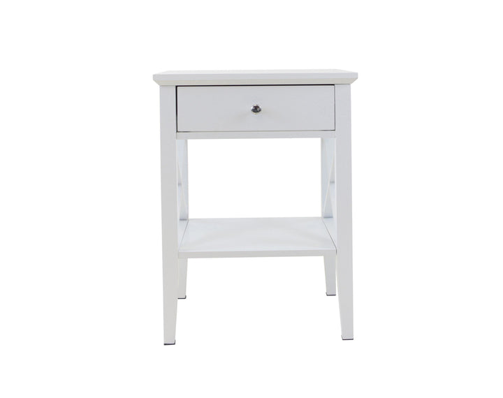Long Island 1 Storage Drawer Bedroom Bedside Table - White