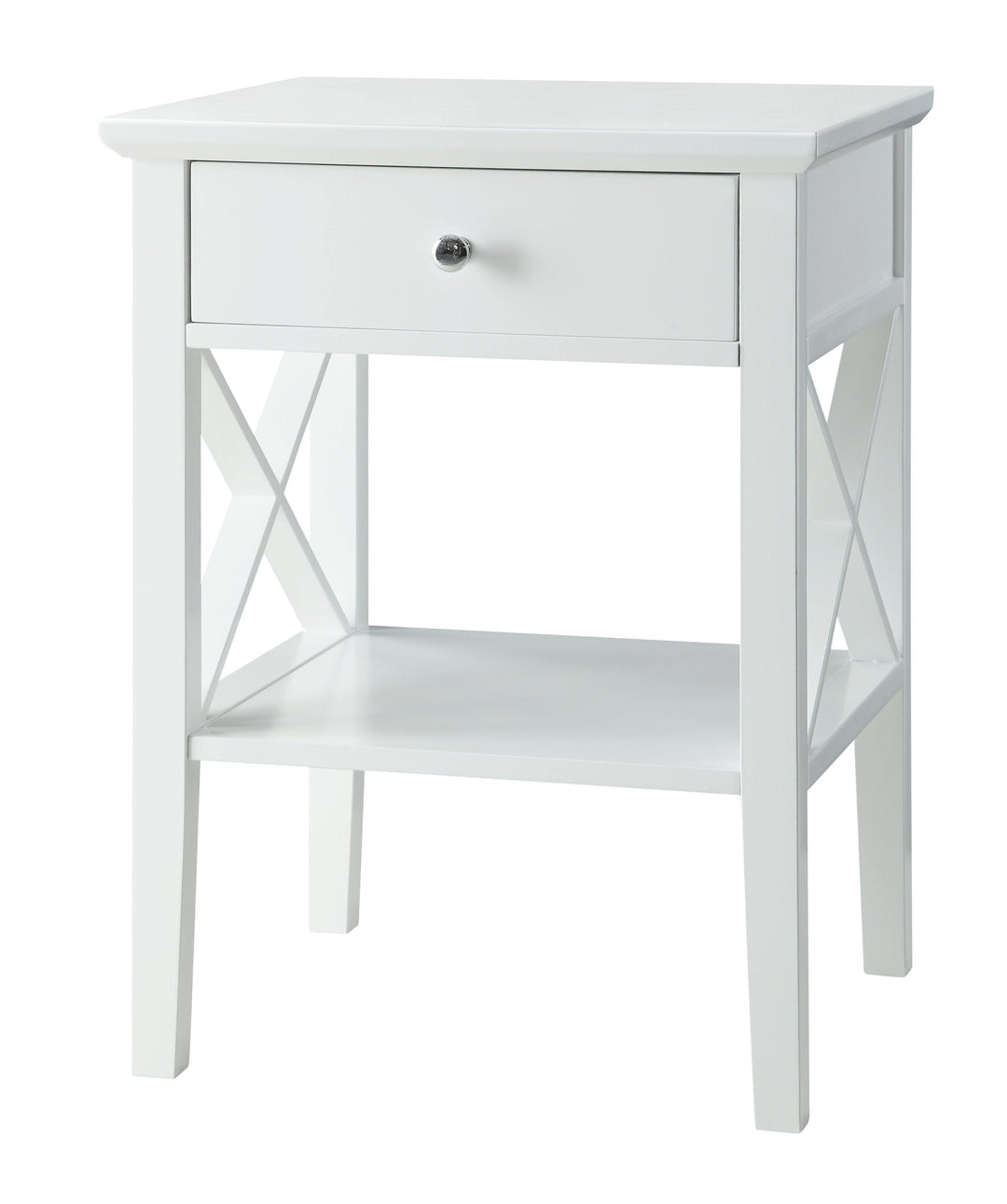 Long Island 1 Storage Drawer Bedroom Bedside Table - White