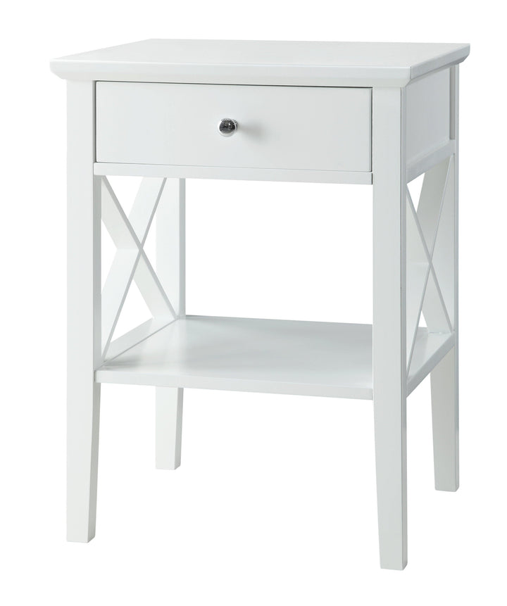 Long Island 1 Storage Drawer Bedroom Bedside Table - White