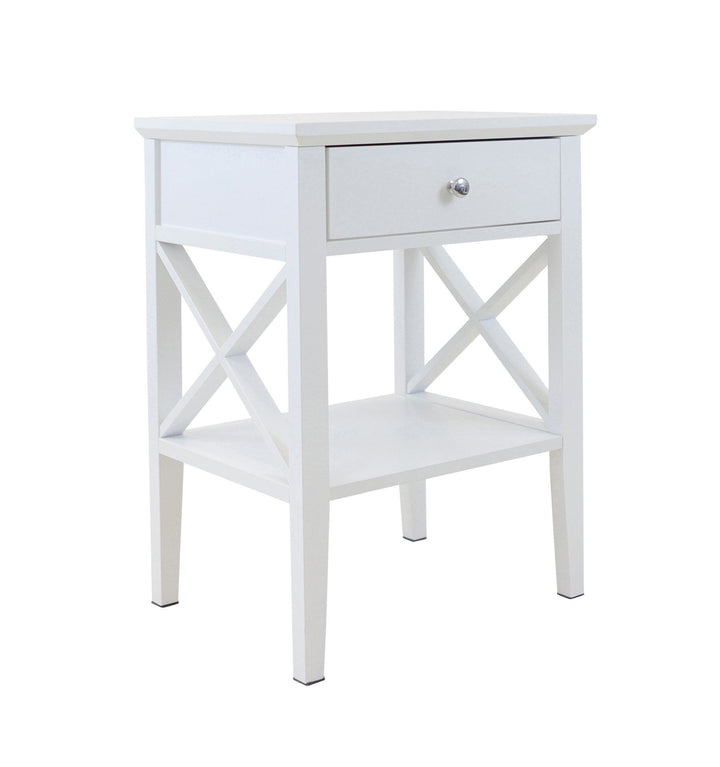 Long Island 1 Storage Drawer Bedroom Bedside Table - White