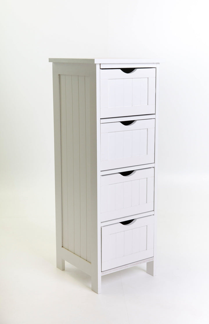 Maine 4 Drawer Multipurpose Bathroom Storage Cabinet White
