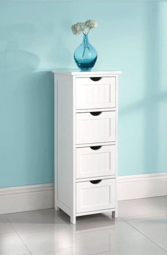 Maine 4 Drawer Multipurpose Bathroom Storage Cabinet White