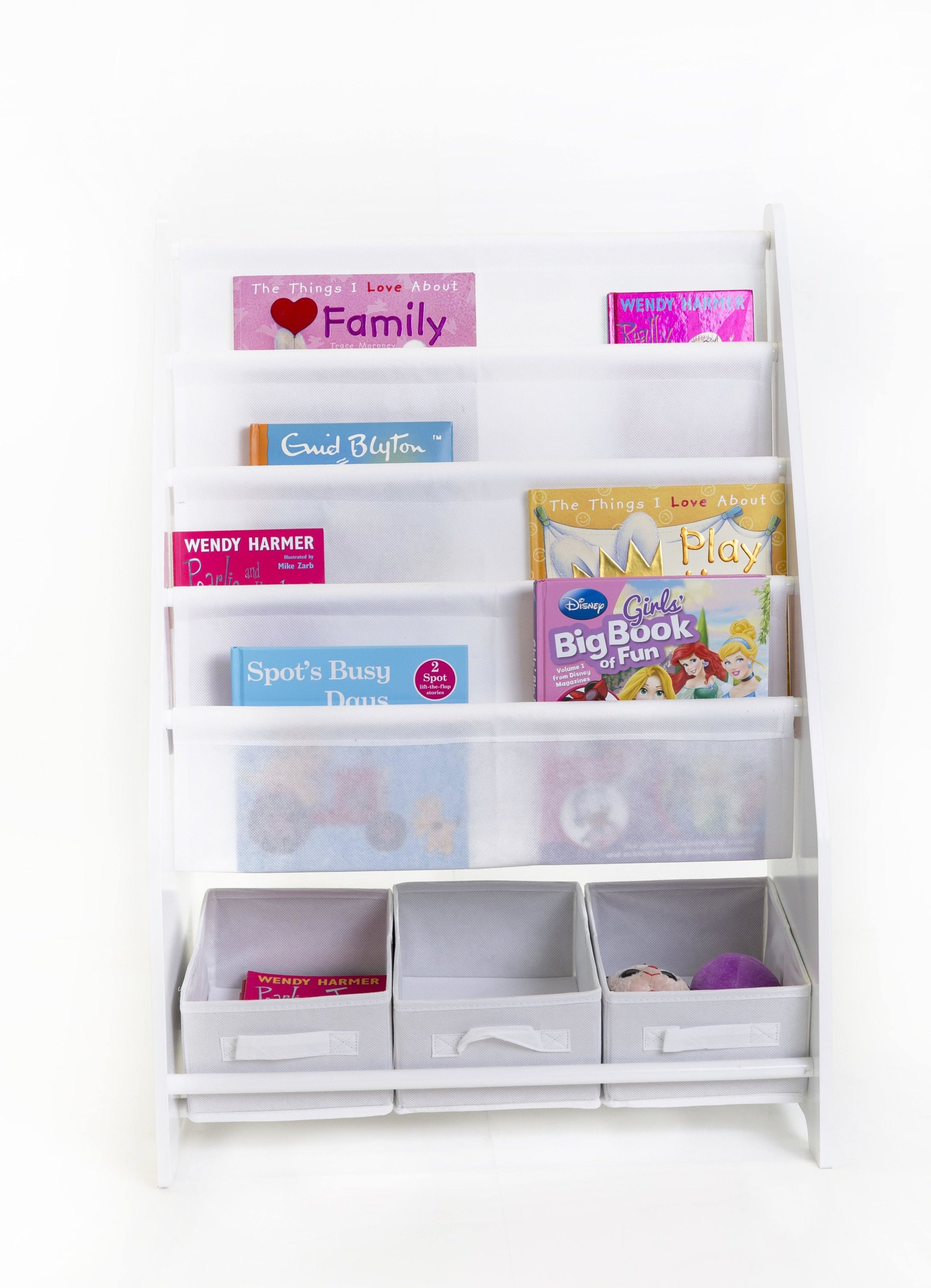 Mia Kids Play Book Storage Display Organiser with 3 Tubs