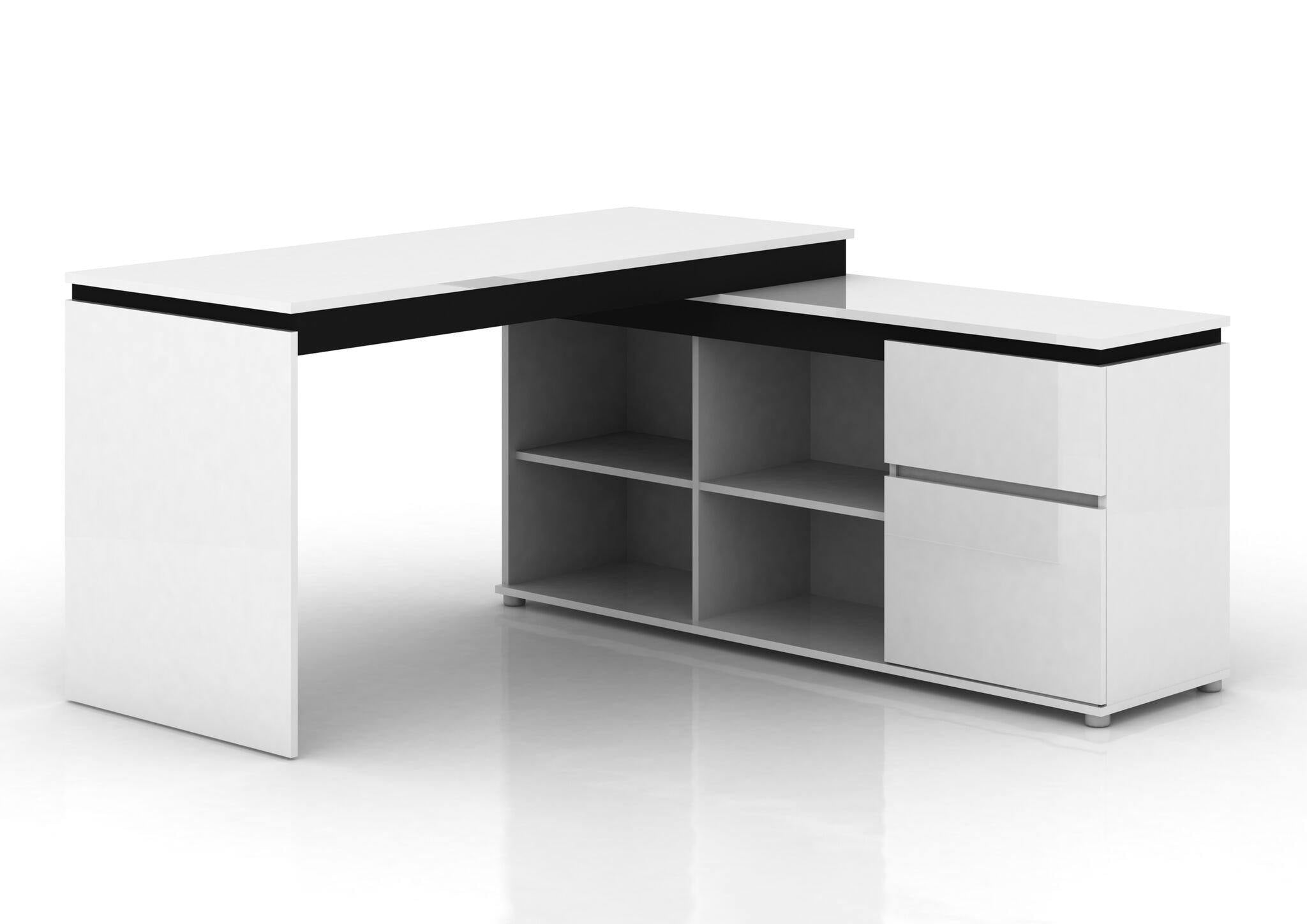 Milano High Gloss Executive Home and Office Table White - 