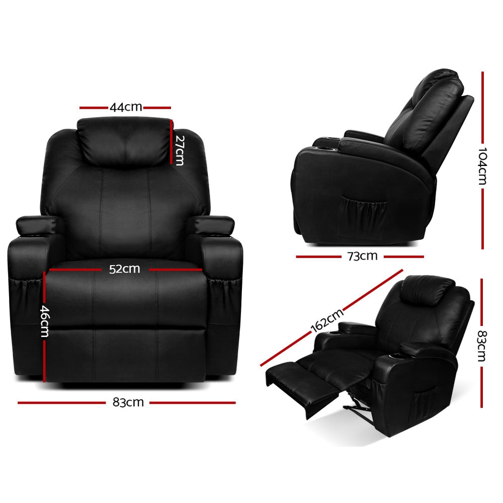 Recliner Heated Massage Chair PU Leather