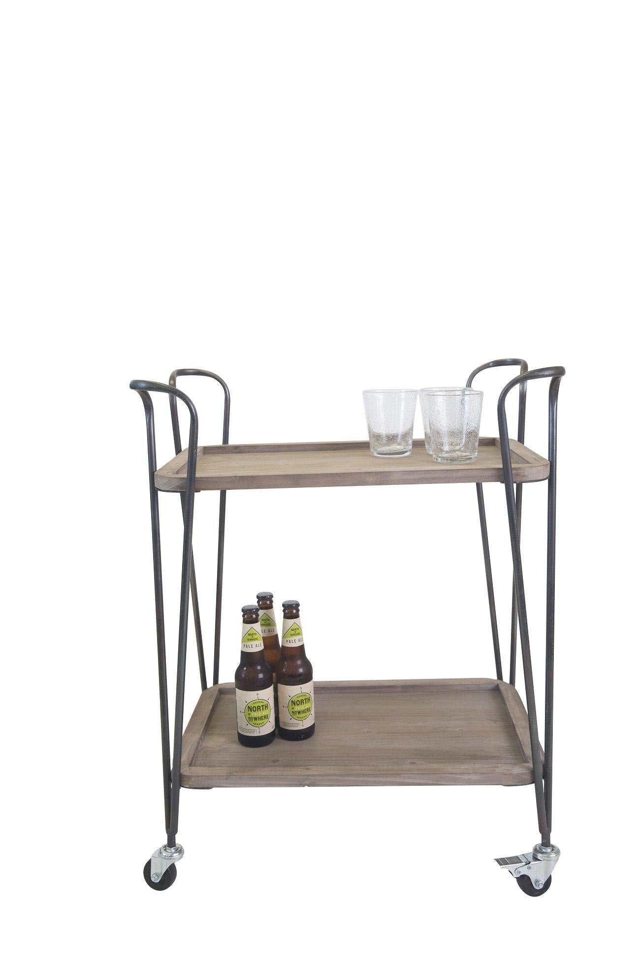 Solid Fir Wood Top Industrial Stylish 2 Tier Shelves Drinks 
